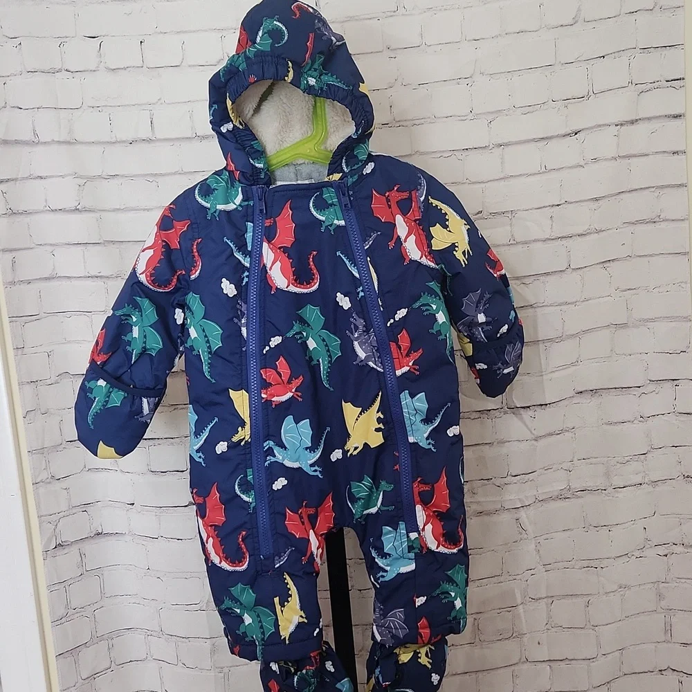 Baby Boden Dinosaur Print Footie With Booties, Baby Bunting, Size 3-6 Months